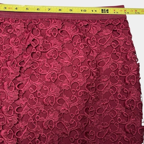 Ann Taylor Womens Embroidered Lace Overlay Skirt Size 4P Petite Dark Red NEW - Picture 7 of 13